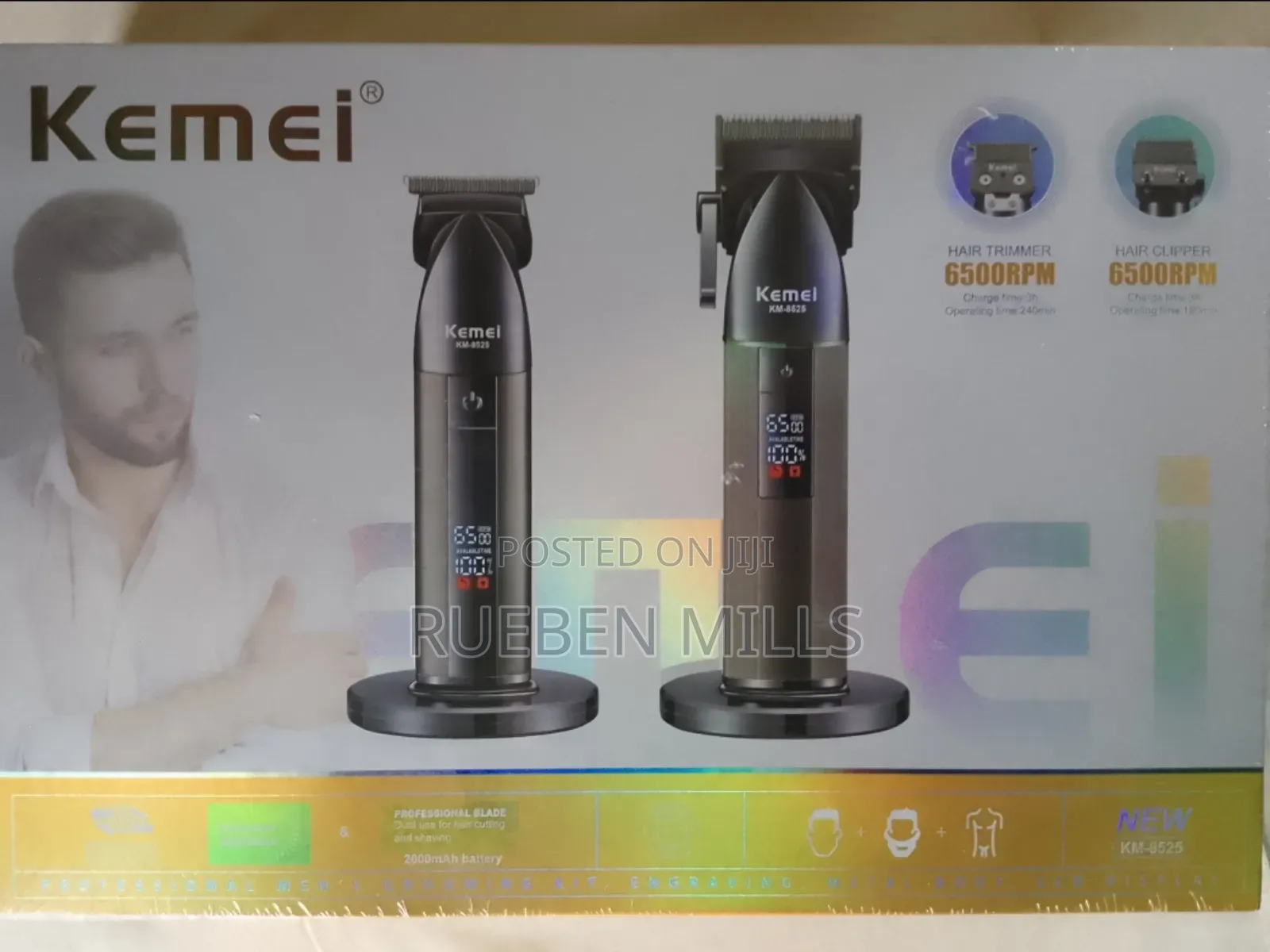 Black Two In One 2 In 1 Combo Kemei Haircut Barbering Skin Machine