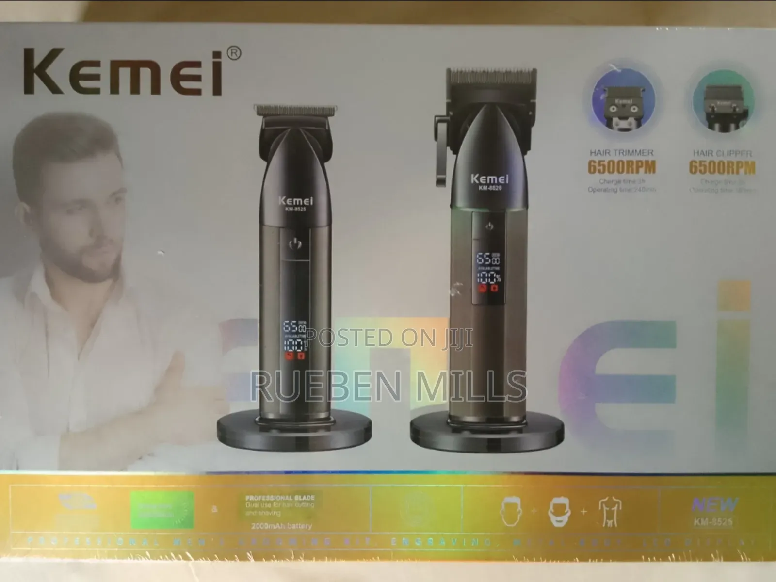 Black Two In One 2 In 1 Combo Kemei Haircut Barbering Skin Machine