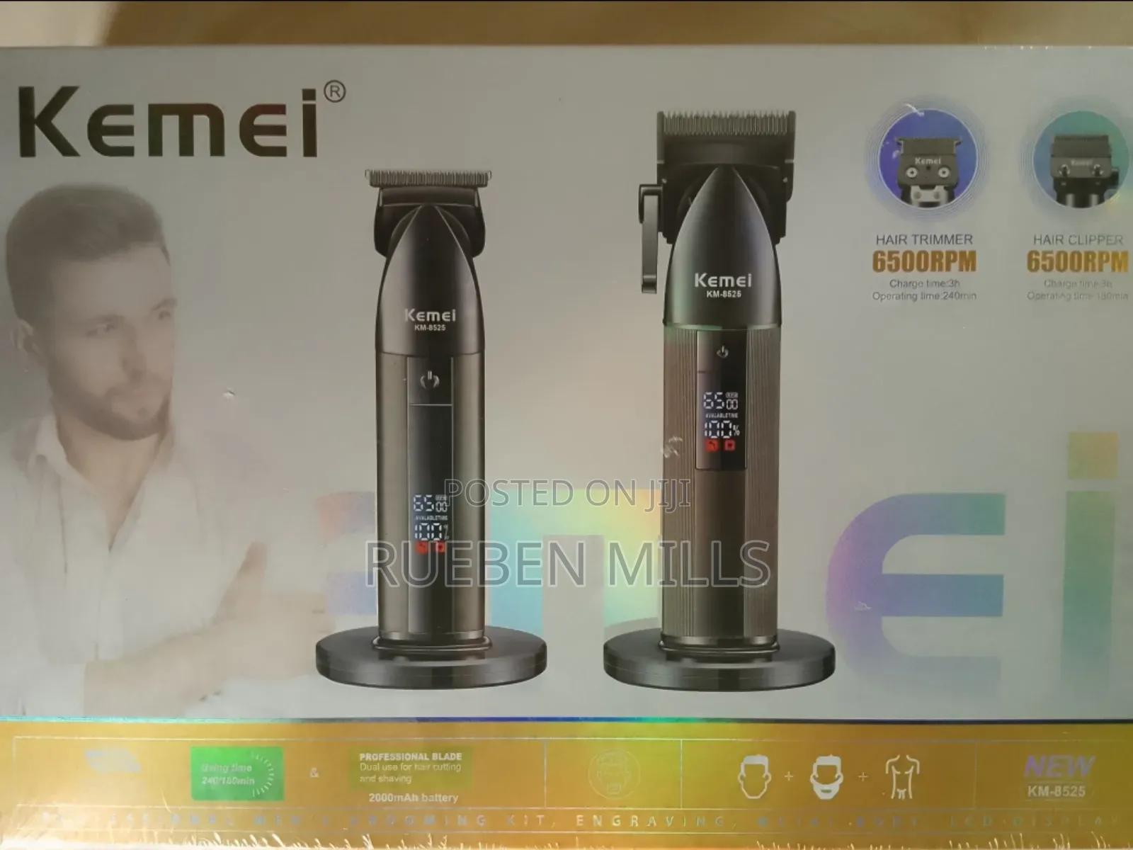 Black Two In One 2 In 1 Combo Kemei Haircut Barbering Skin Machine