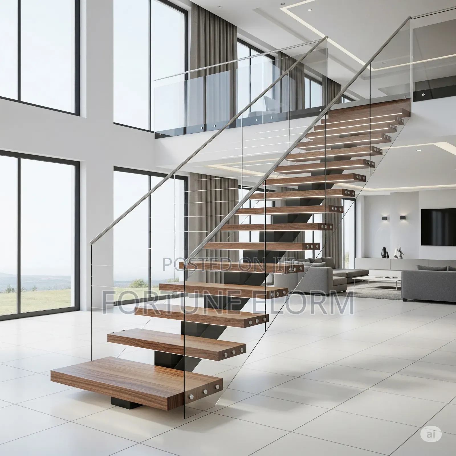  Futuristic Floating Wooden Staircase 