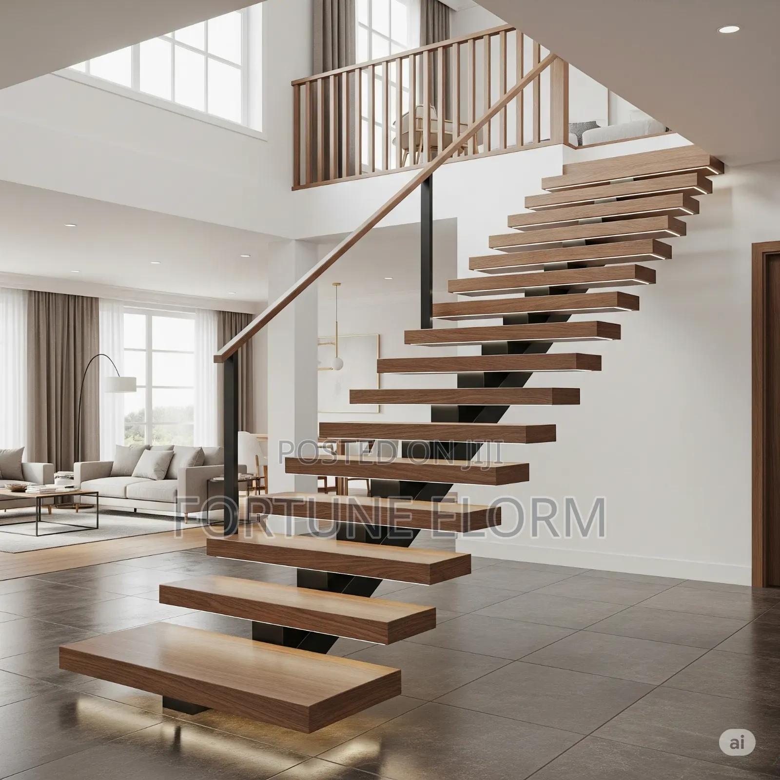  Futuristic Floating Wooden Staircase 