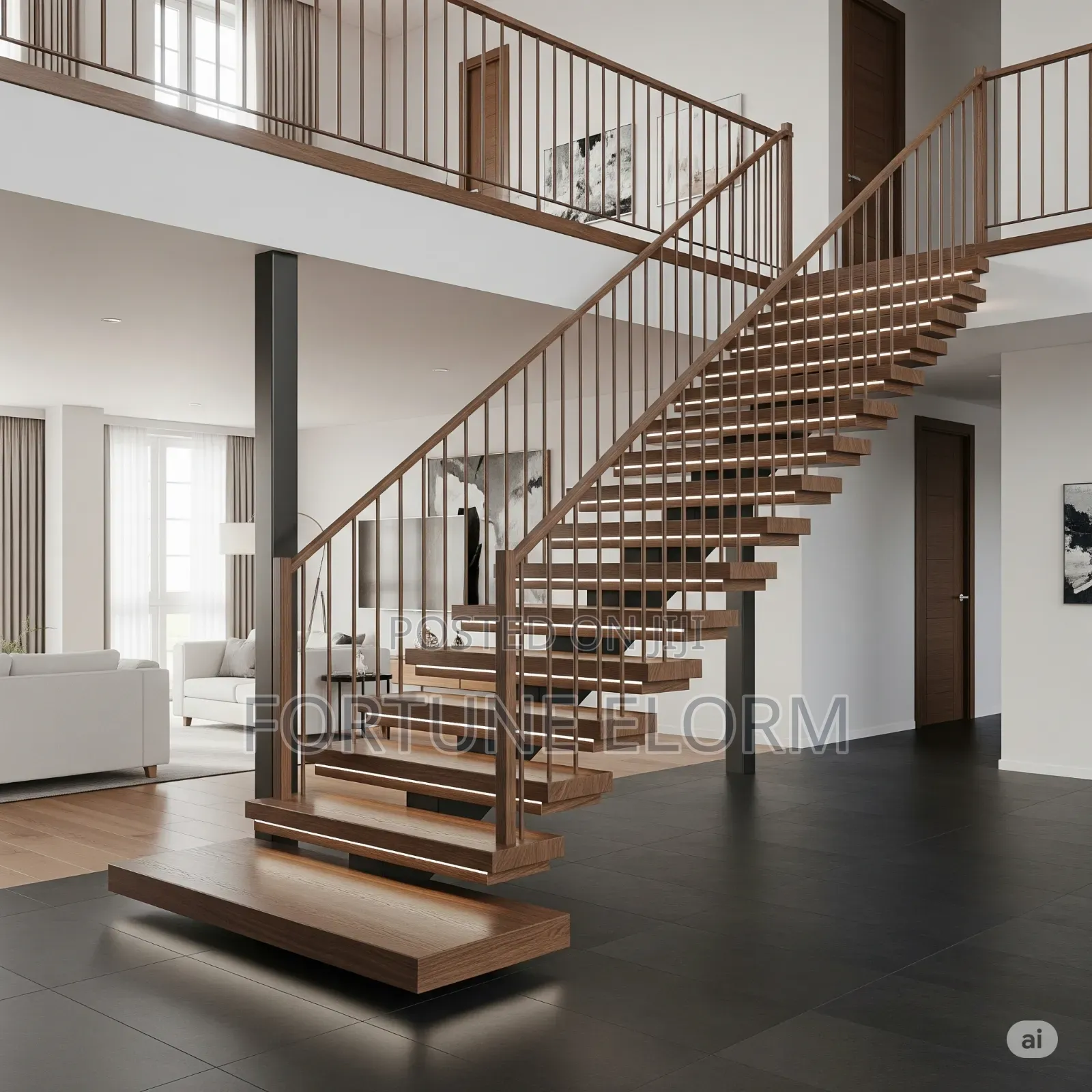  Futuristic Floating Wooden Staircase 