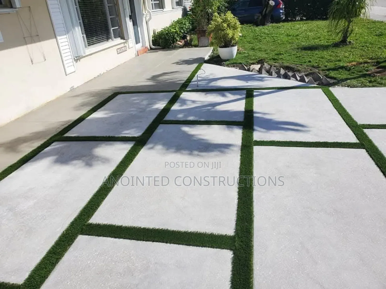 Concrete Slabs With Astroturf Designs