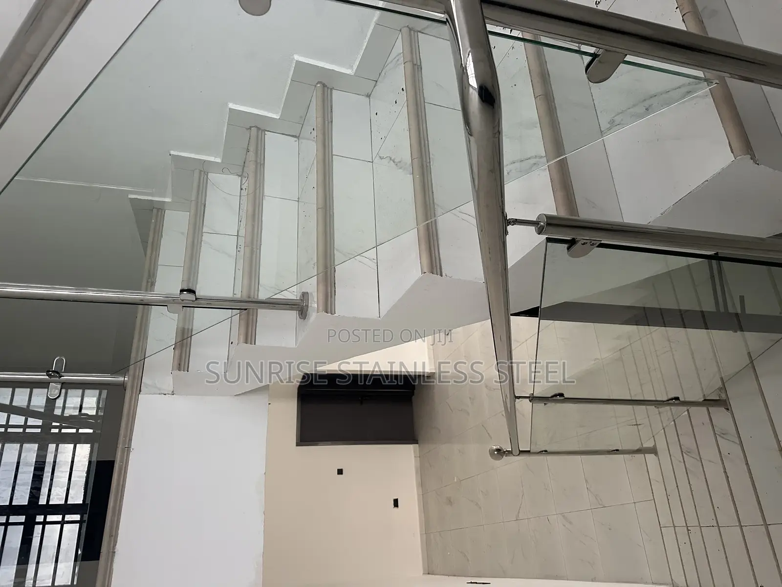 Sunrise Stainless Glass and Flower Design