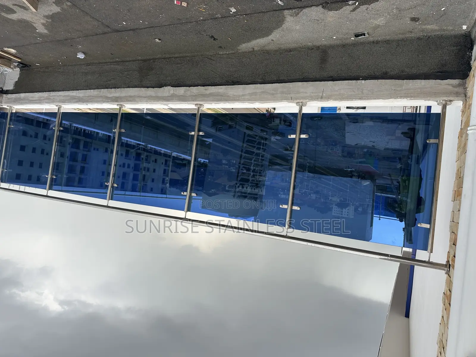 Sunrise Stainless Glass and Flower Design