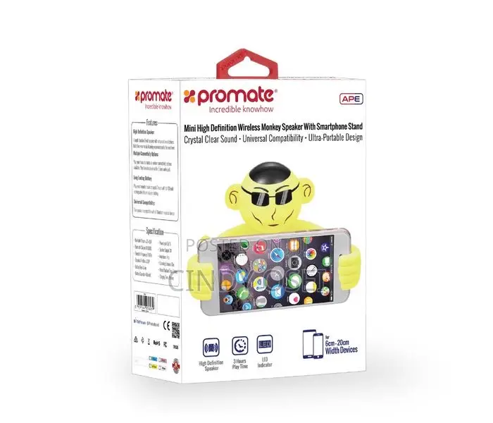 Promate Mini High Definition Wireless Monkey Speaker Smartphone Stand