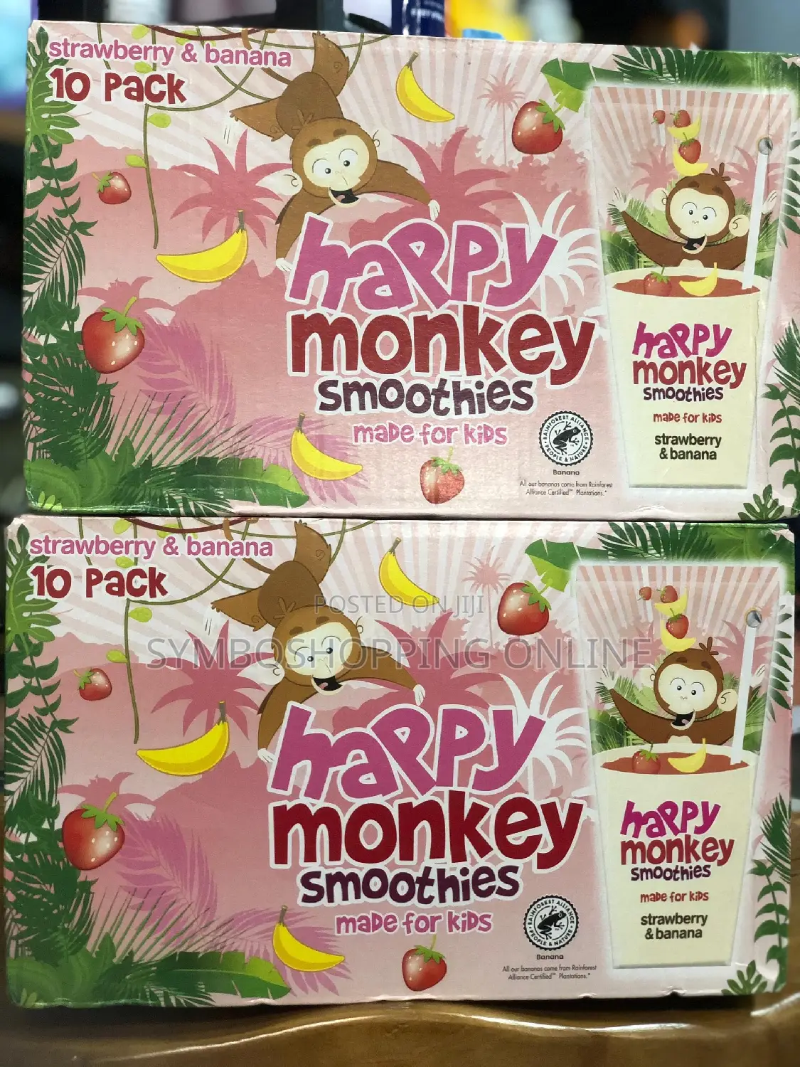 Happy Monkey Smoothies Made for Kids' Strawberry Banana (10 Pack)