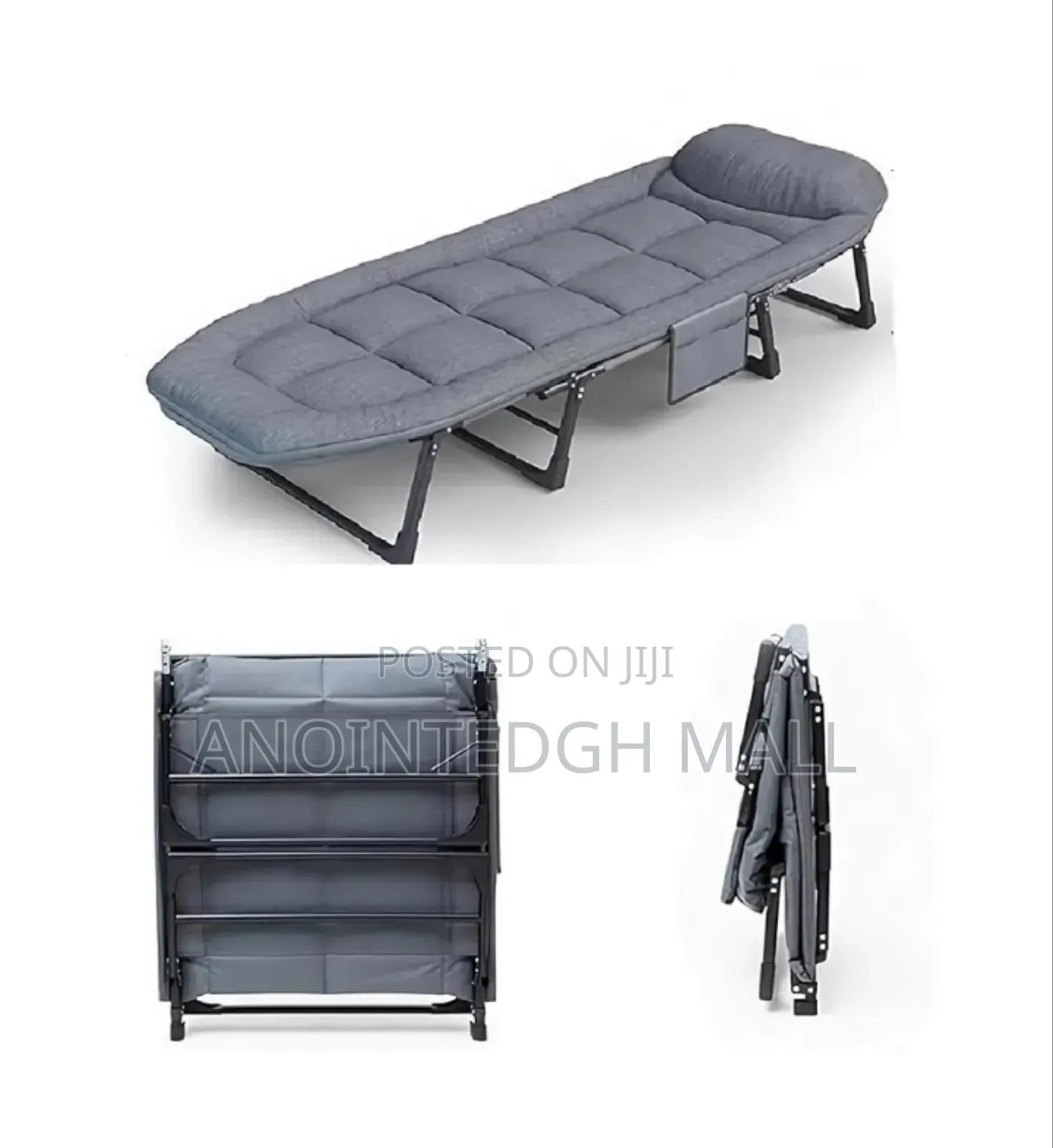 Portable Folding Recliner Bed - Grey