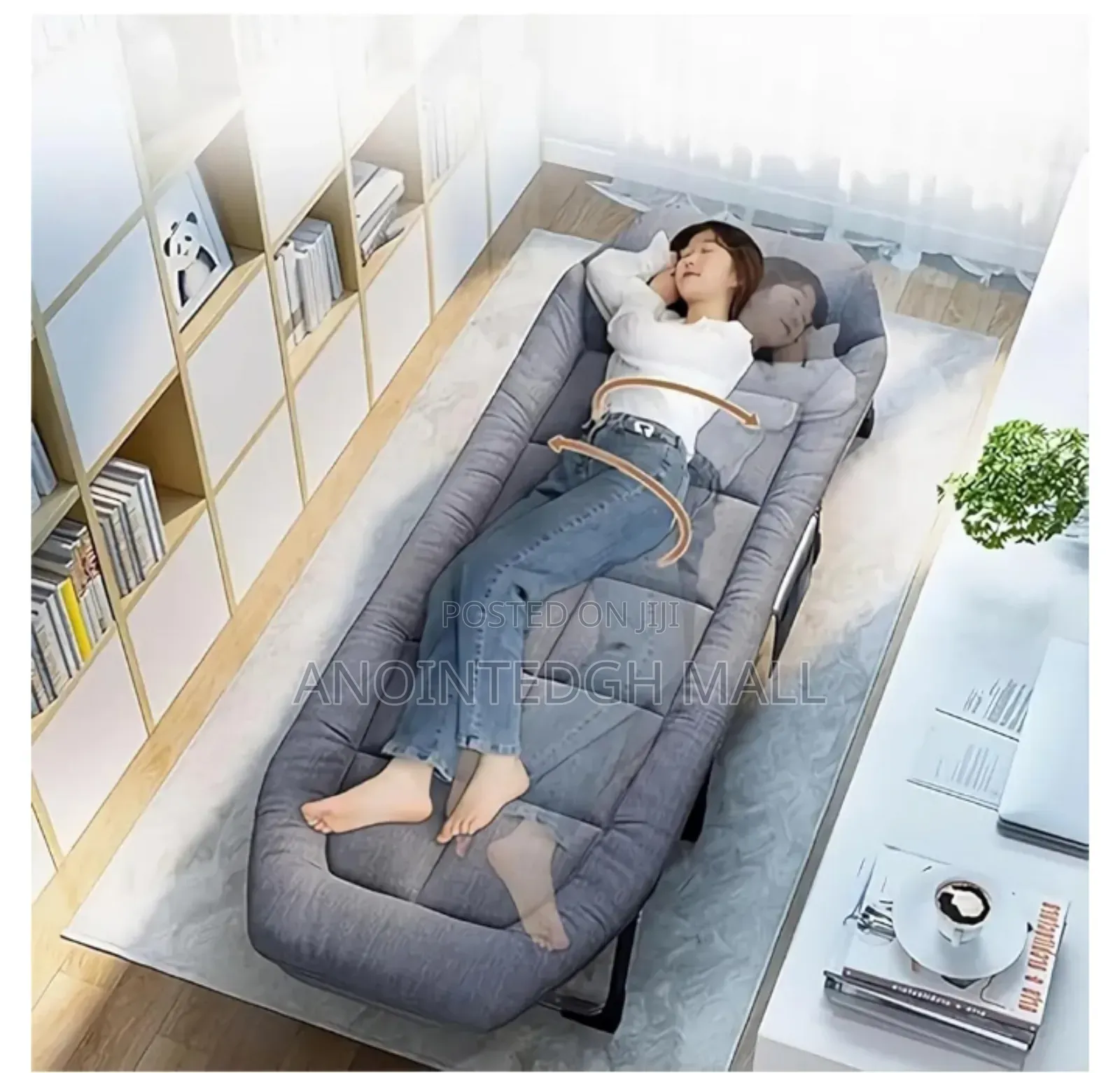Portable Folding Recliner Bed - Grey