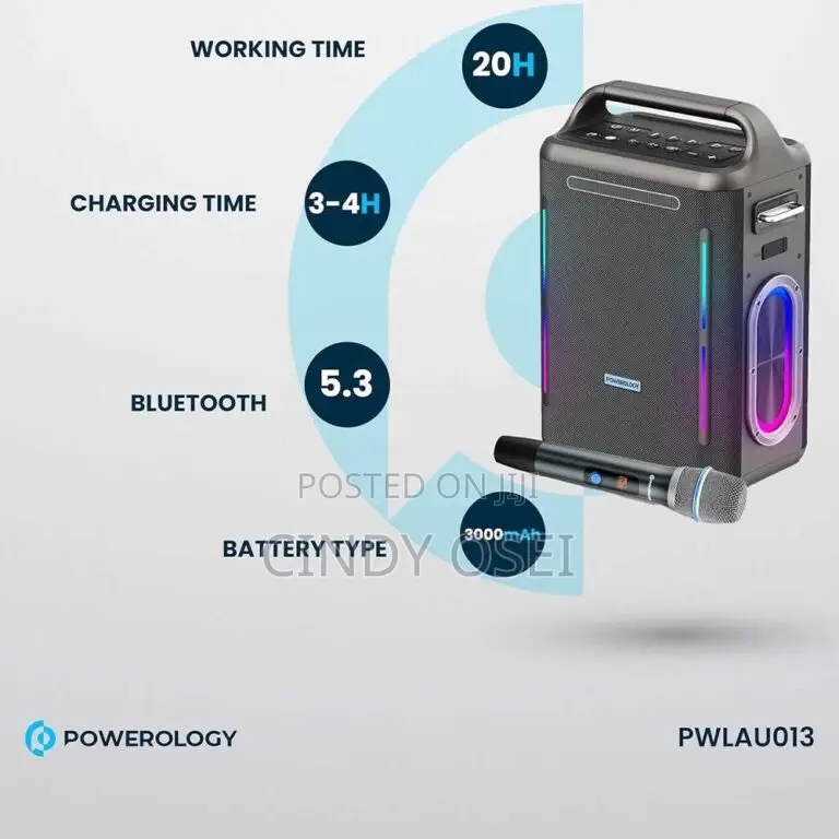Powerology TWS 200w With Mic and Remote Karaoke Speaker
