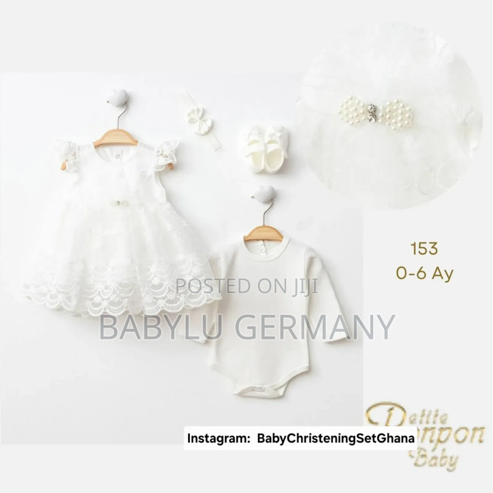 Baby Girl Christening, Naming Ceremony or Baptism White Dress Set