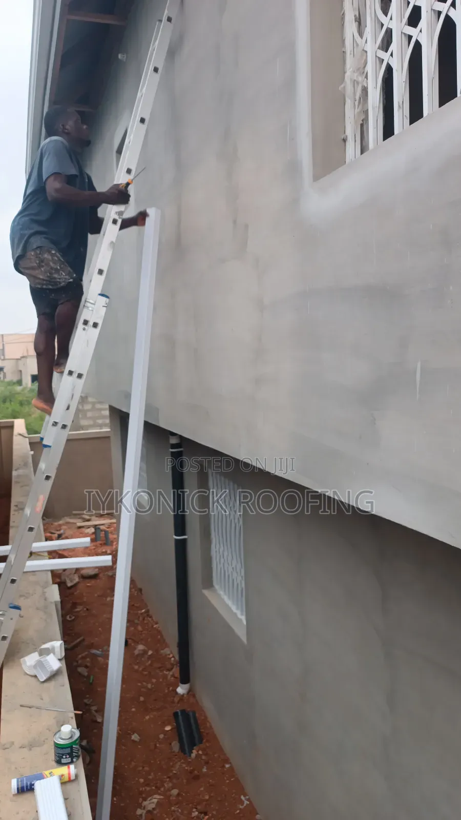PVC Downspout Rain Gutter Installation