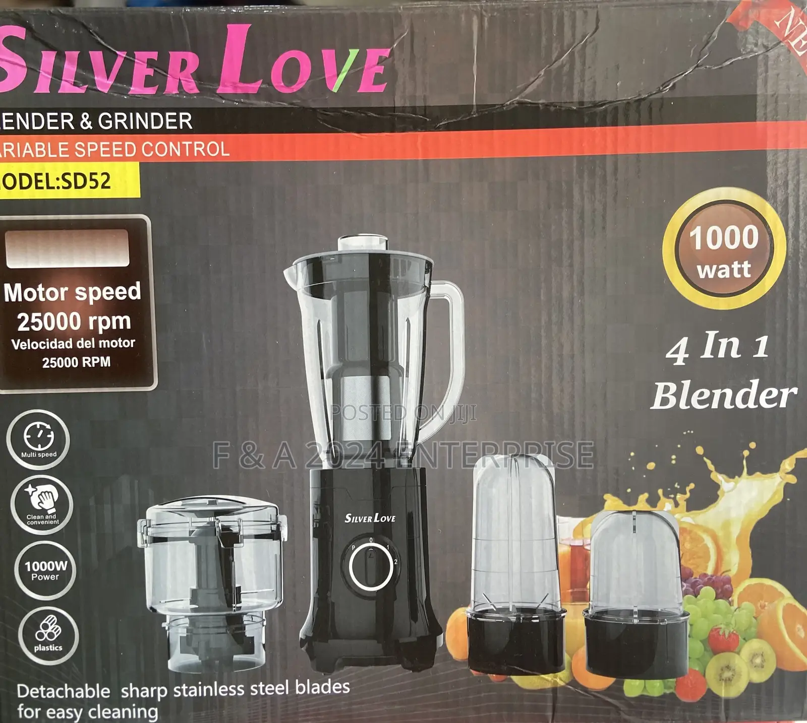 Silver Love 4in1 Blender: Ultimate for Blending, Grinding,And Chopping
