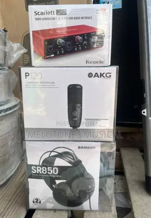 Microphone, Sound Card and Headphone Bundle