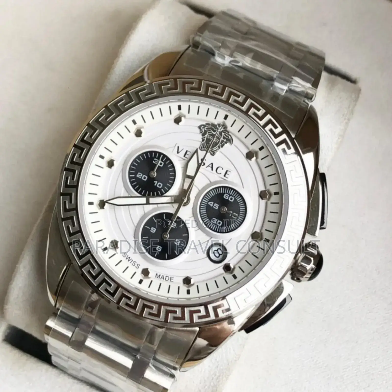 Versace 27c 115 Chronograph Sliver Chain Watch