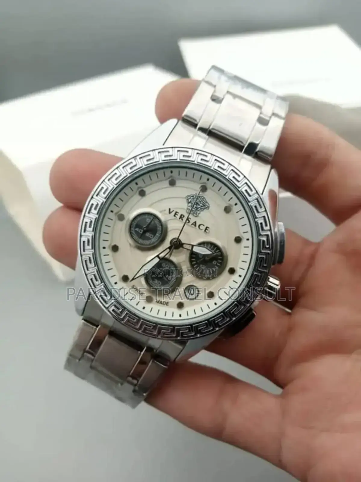 Versace 27c 115 Chronograph Sliver Chain Watch