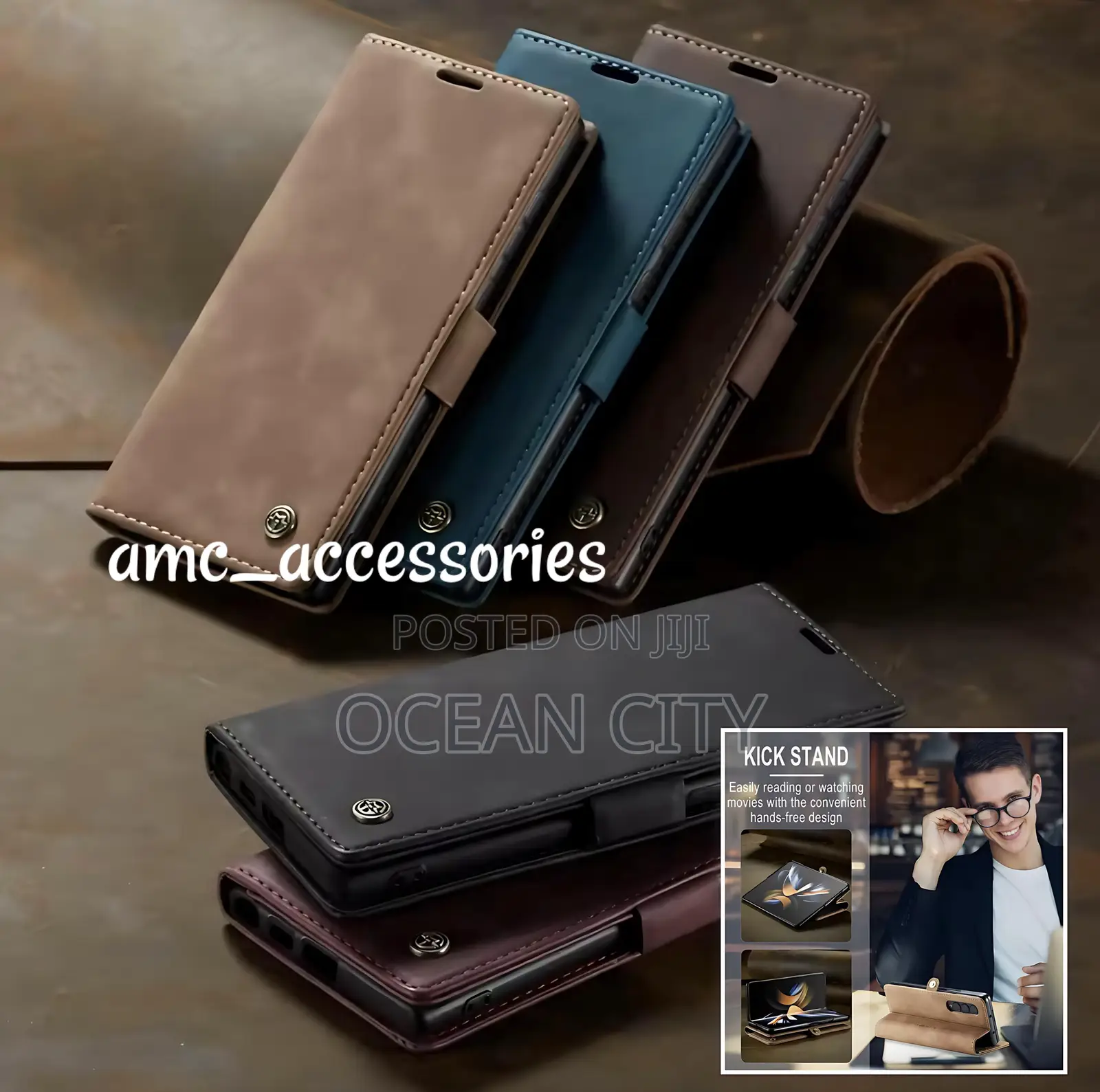 Leather Case for Samsung Galaxy Fold 4, 5, 6, 7