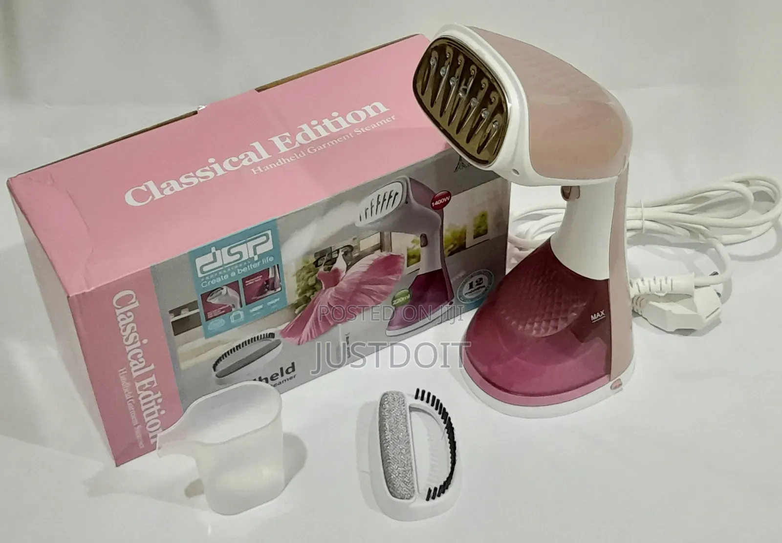 Handheld Garment Steamer Pink and Blue.