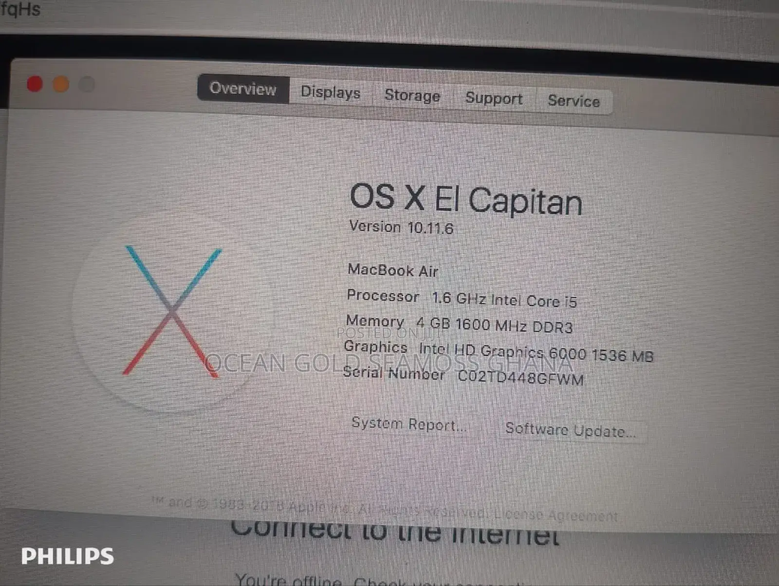 Laptop Apple MacBook Air 4GB Intel Core I5 HDD 256GB