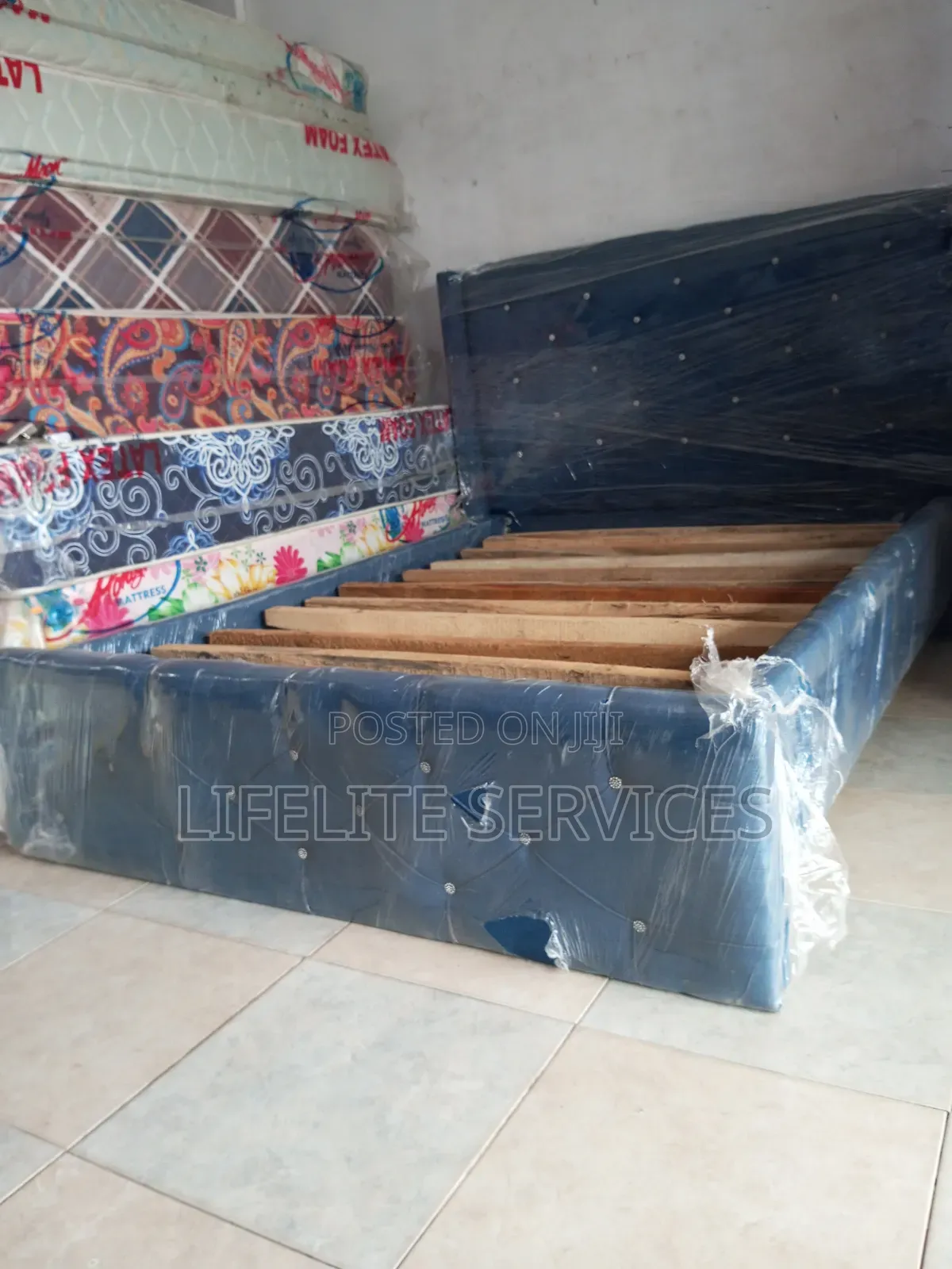 Wooden Bed Frame(Fabric Covered)-Double Size