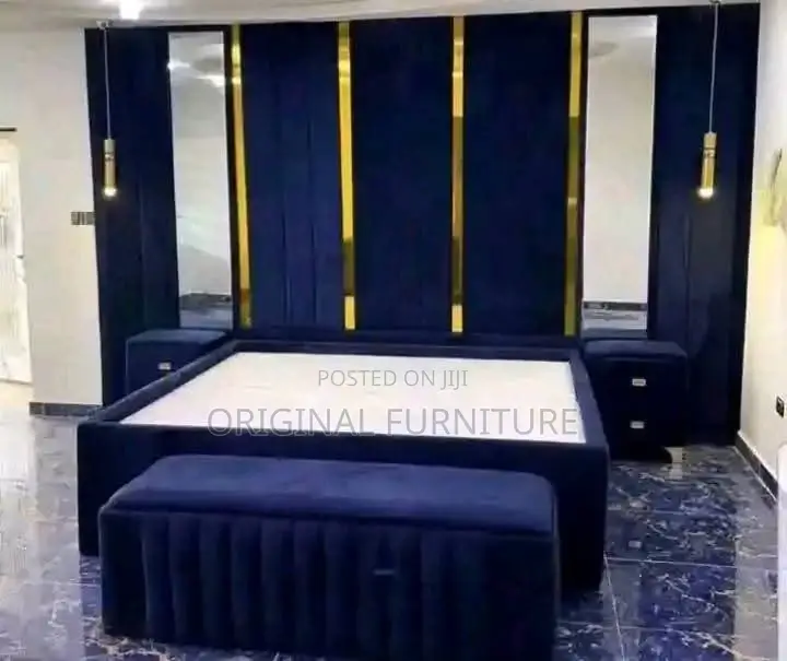 Over Size Queen Size Bed Frame Ottoman and Side Drawers