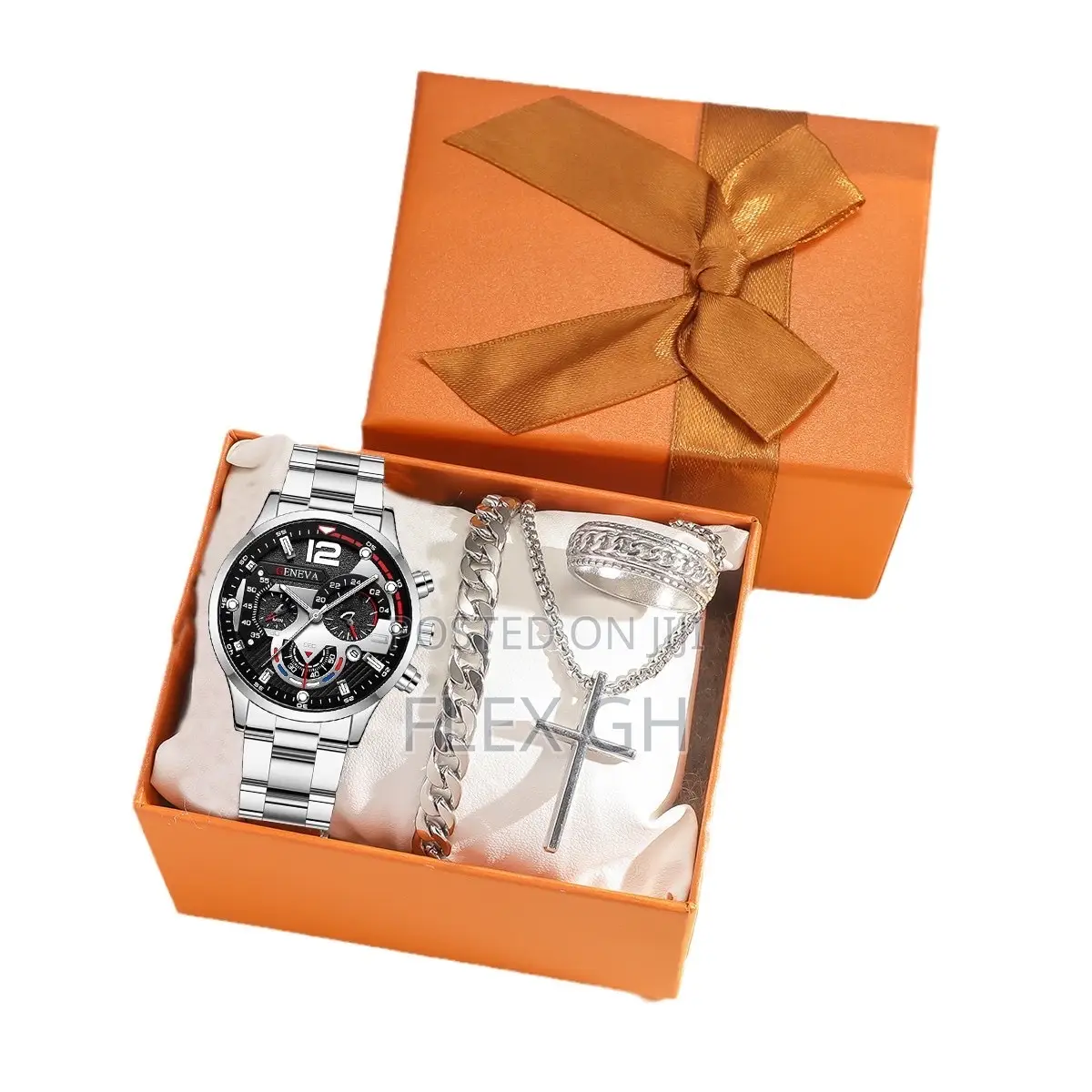 4 in 1 Men Design Diamond Bracelet Wrist Watch With Boxes