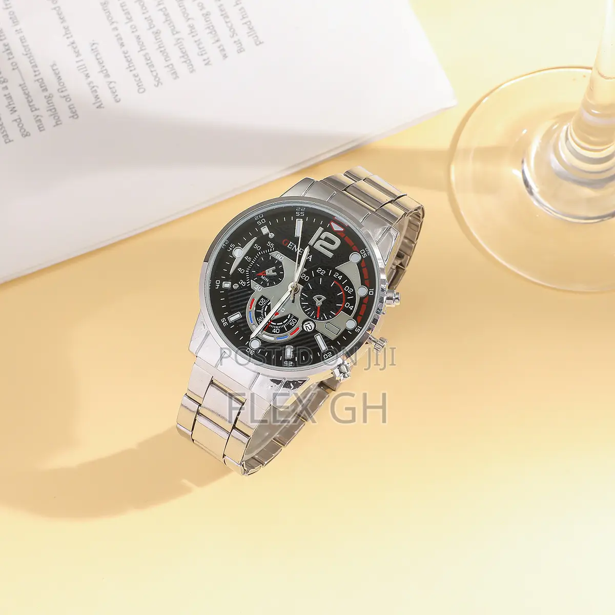 4 in 1 Men Design Diamond Bracelet Wrist Watch With Boxes