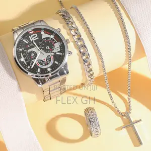 4 in 1 Men Design Diamond Bracelet Wrist Watch With Boxes