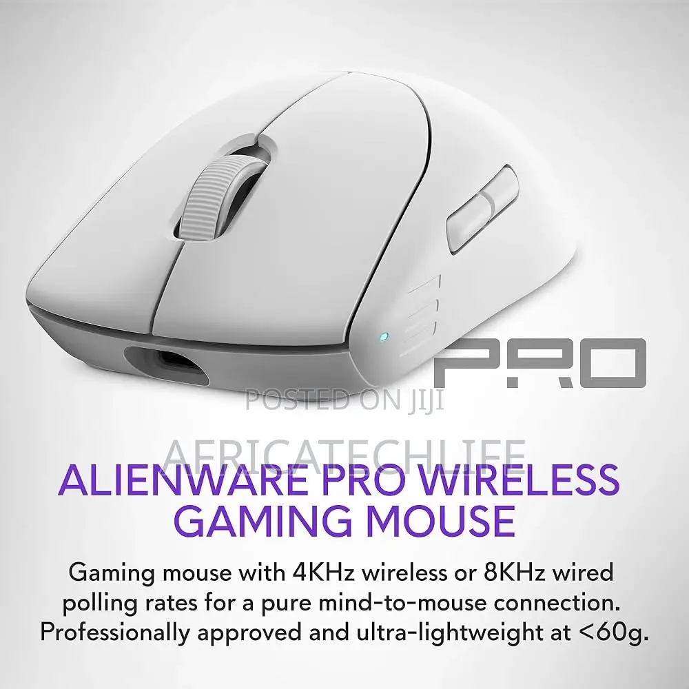Alienware Pro 2.4ghz Wireless + Usb Gaming Mouse - Lunar Light