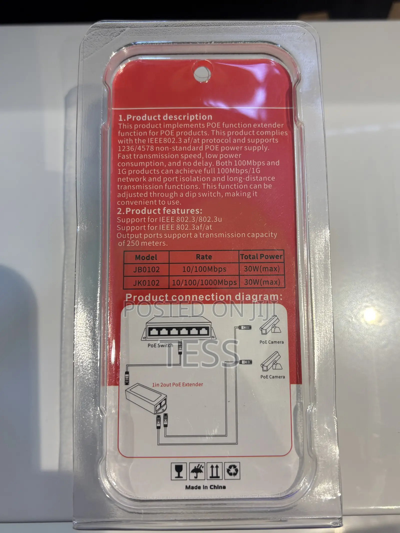 Poe Extender Repeater 1 in 2 Out