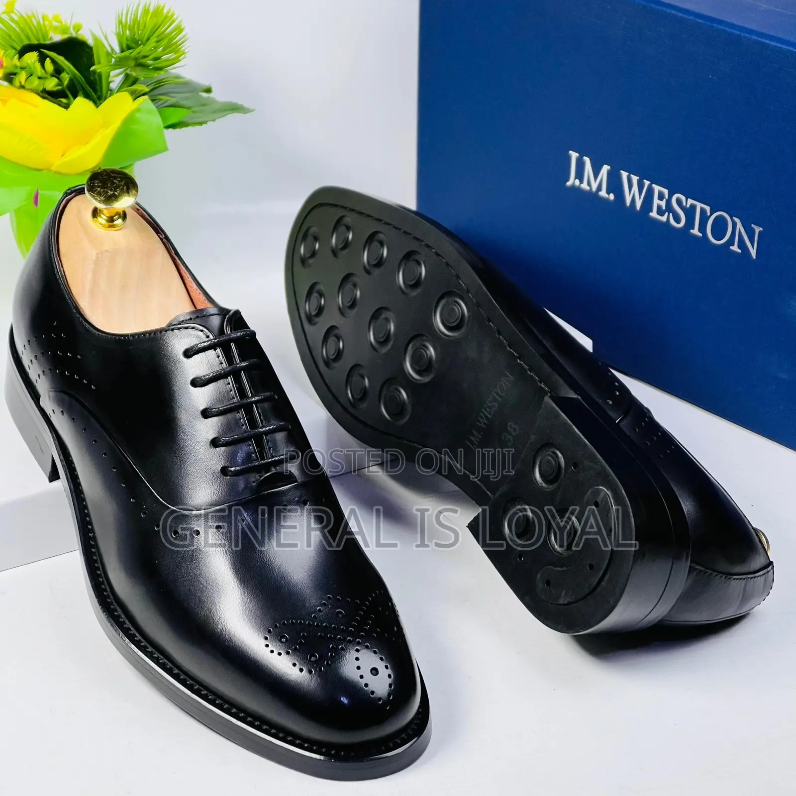 J.M Weston Black Coffee Executive Men Leather Shoe