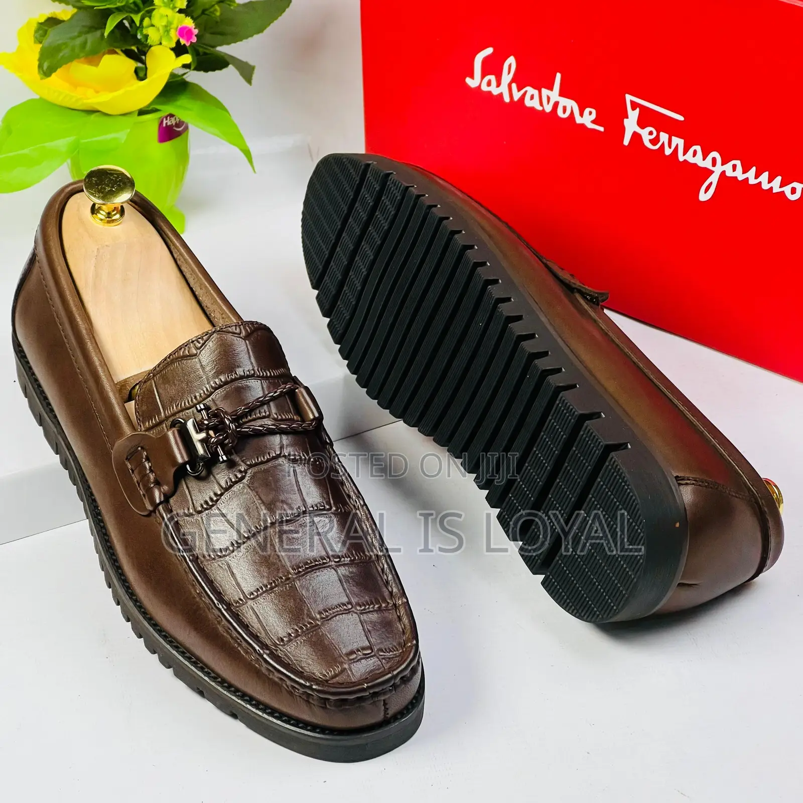 Salvatore Ferragamo Brown Men Leather Shoe