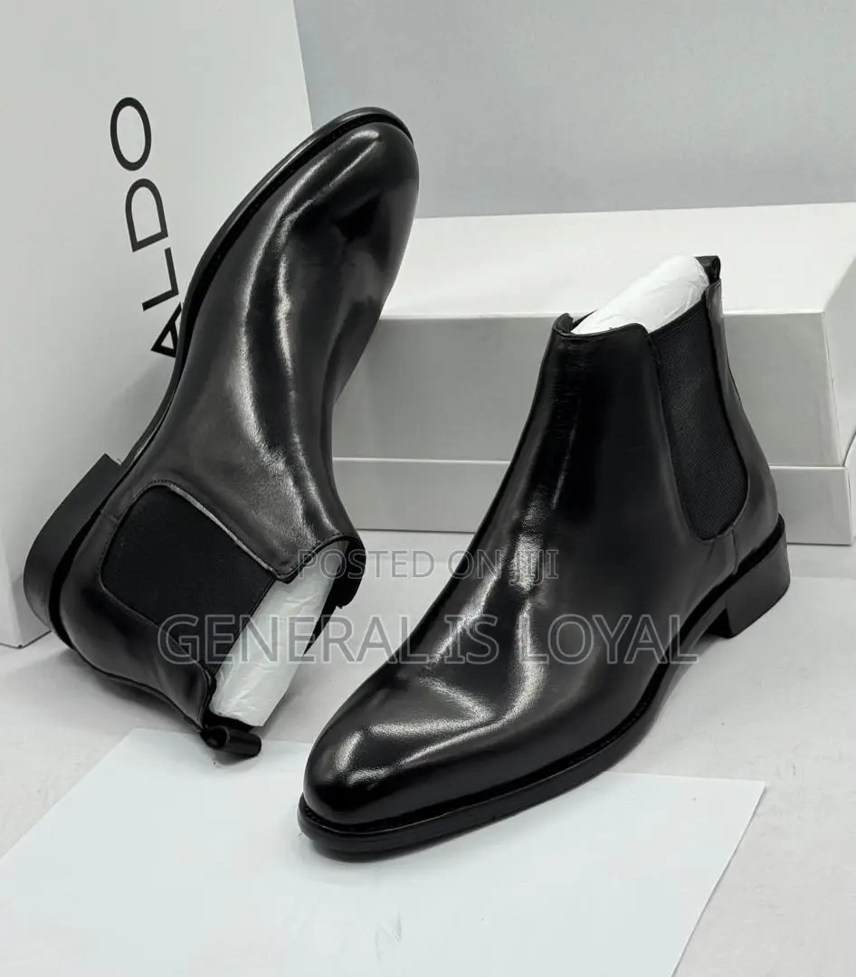 Aldo Black Elastic Men Leather Boot