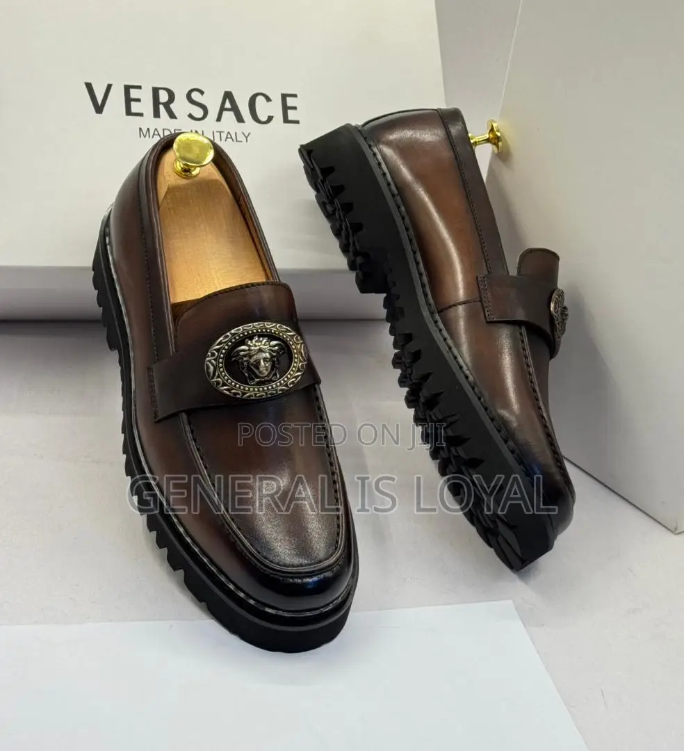 Versace Dark Brown Men Leather Shoe