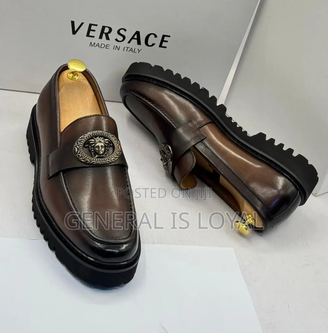 Versace Dark Brown Men Leather Shoe