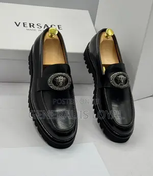 Versace Black Men Leather Shoe
