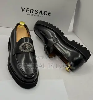 Versace Black Men Leather Shoe