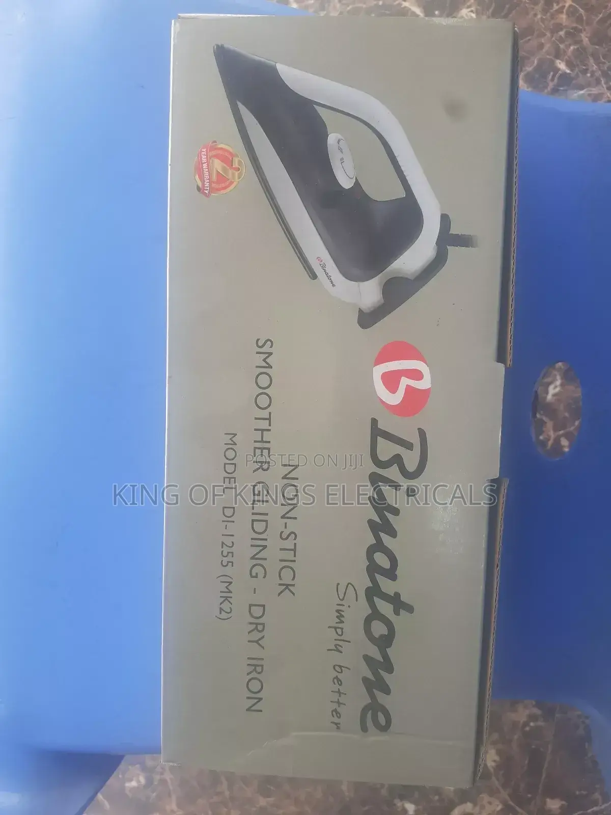 Binatone Di-1255 Dry Iron – Non-Stick, 1100–1300w