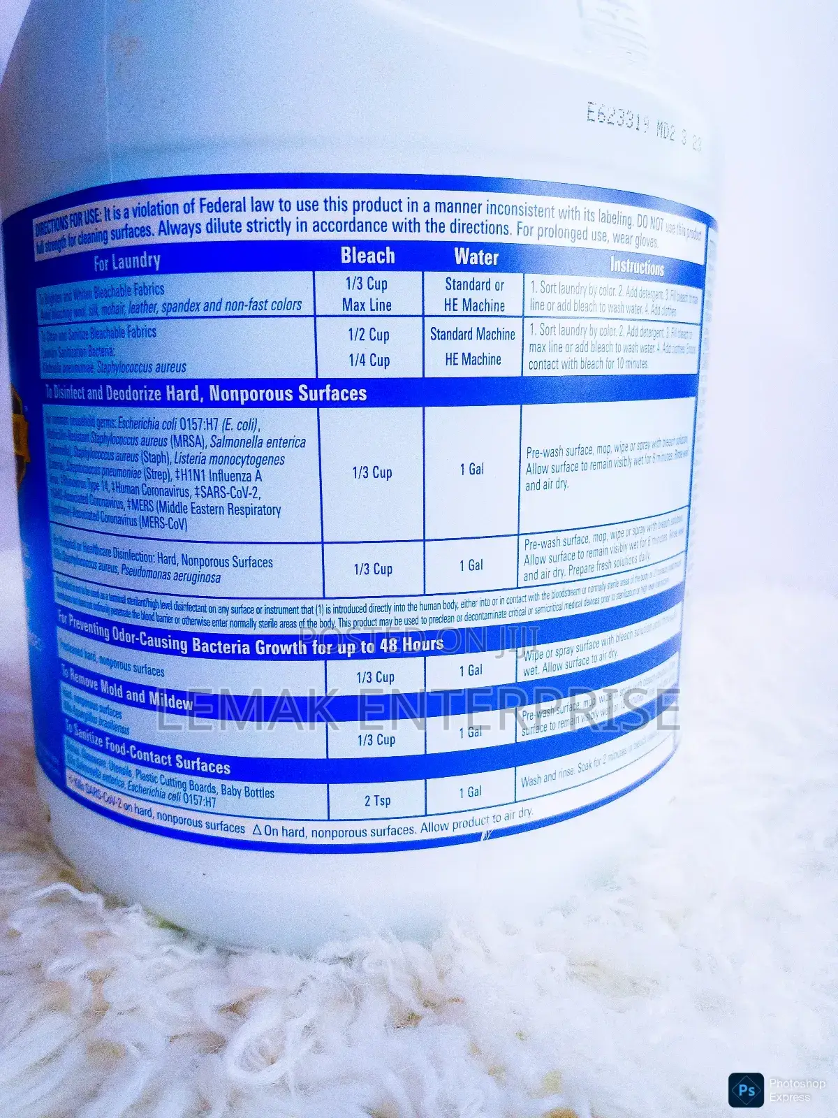 Clorox Disinfecting Bleach 3.58l
