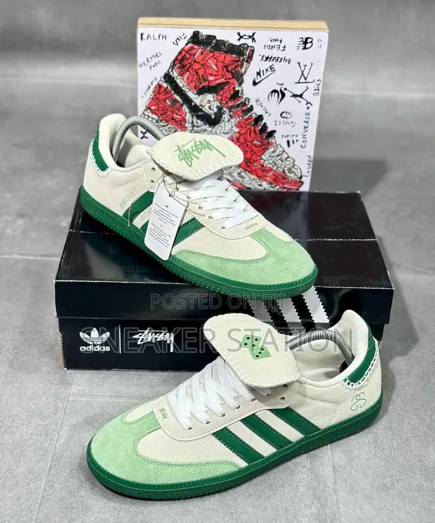 adidas gazelle silver green womens Stussy X Adidas Samba LT 'Black/White' Sneakers