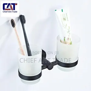 Double Tooth Brush Holder Black
