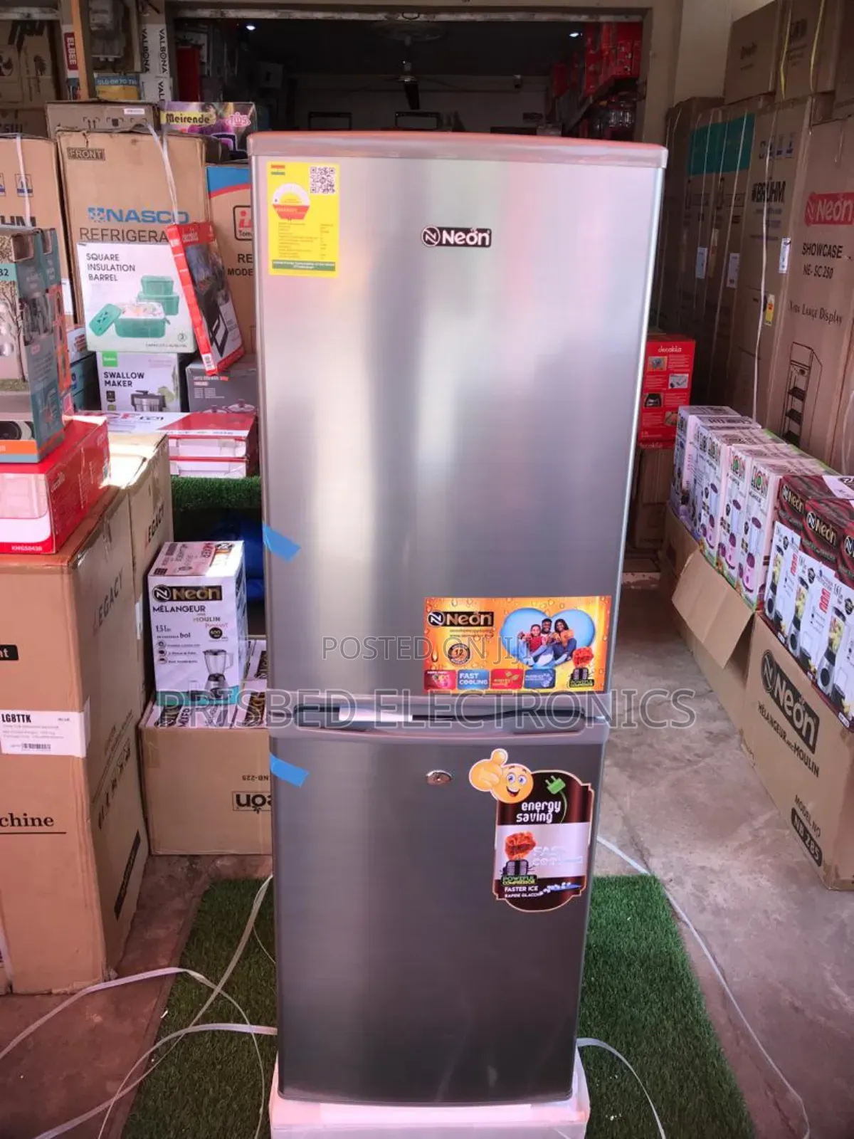 <Neon Durable Double Door Fridge 142 Litres Bottom Freezer