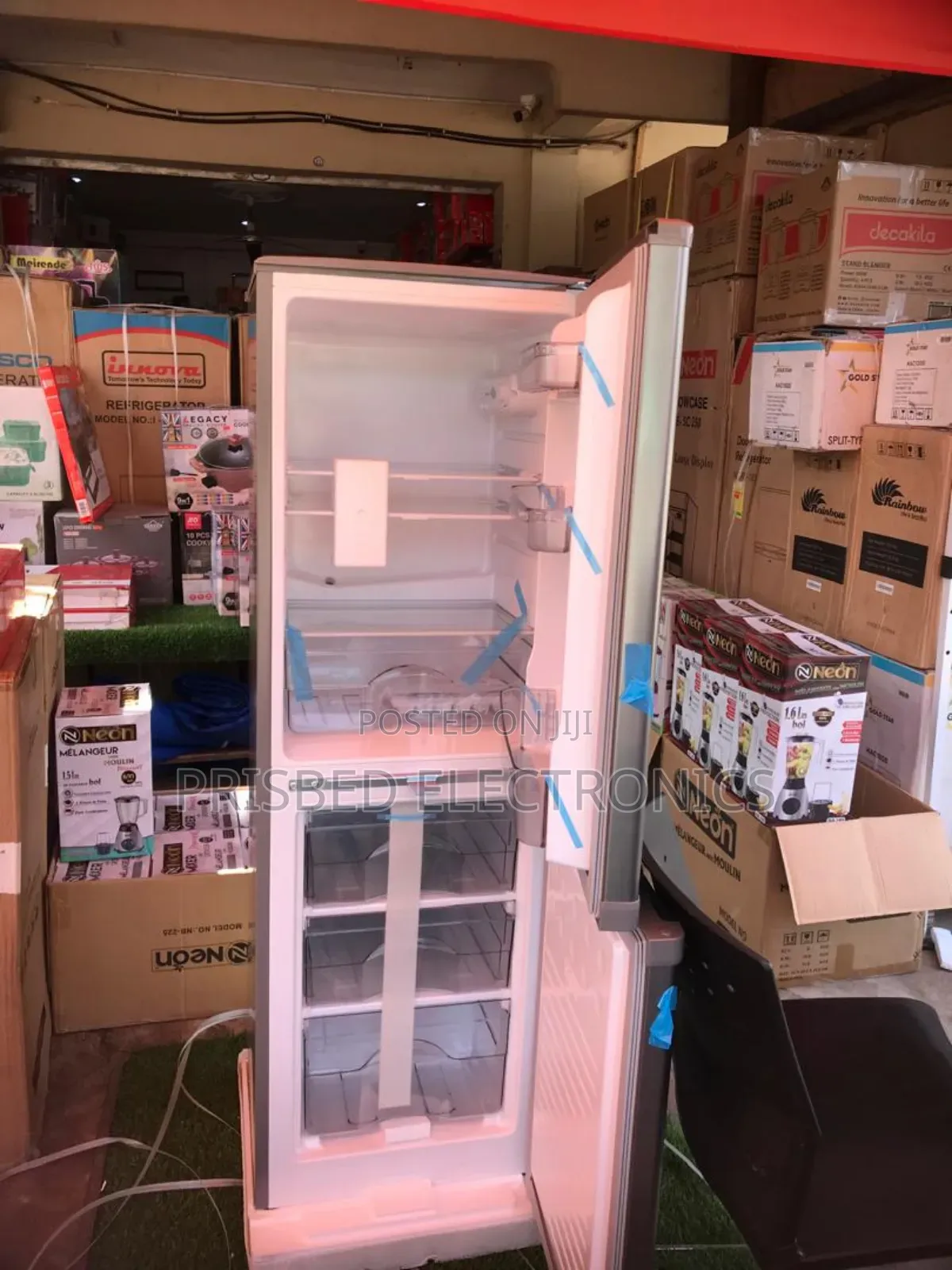 <Neon Durable Double Door Fridge 142 Litres Bottom Freezer