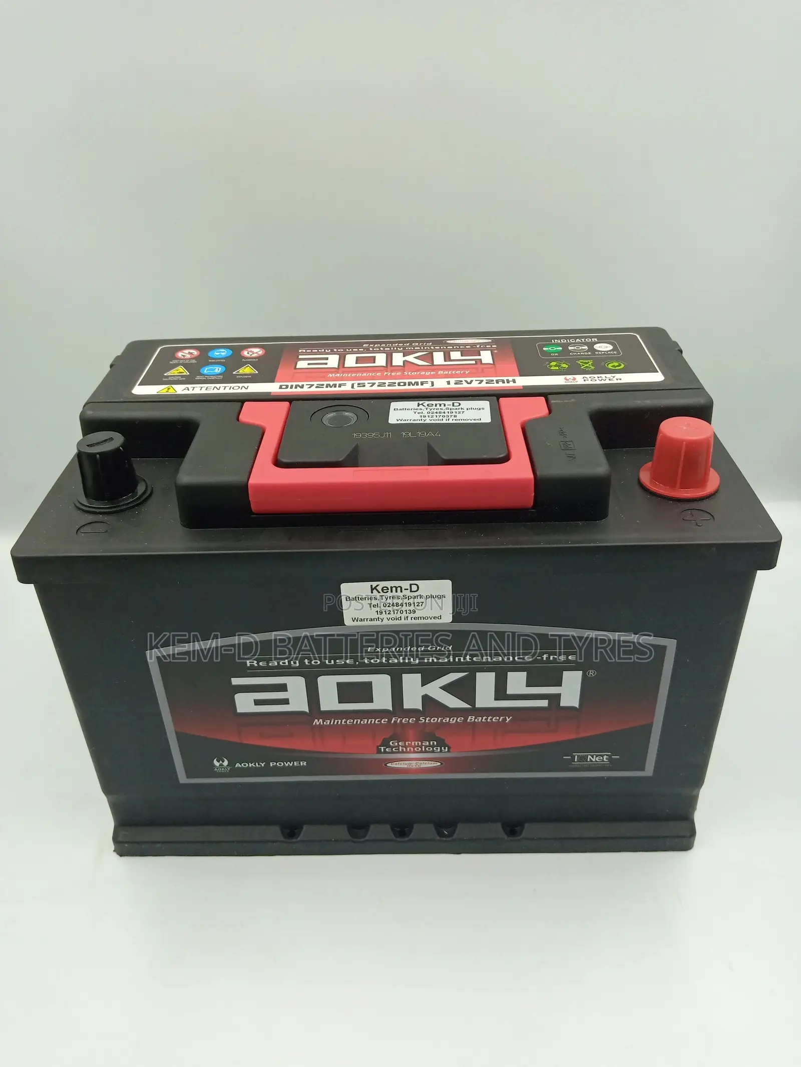 12 Volts 15 Plates Aokly Battery - Free Delivery
