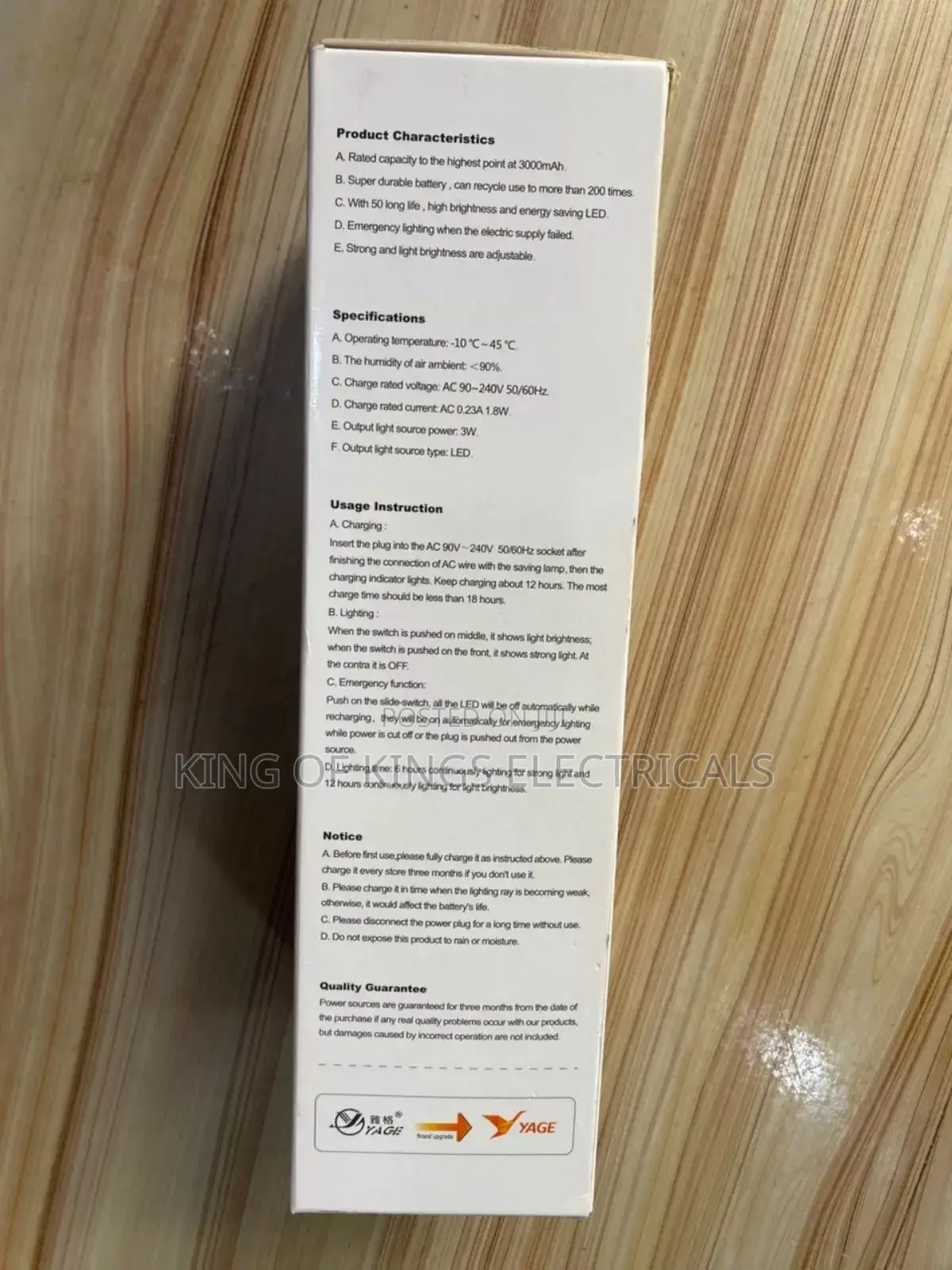 Yage Yg-3535 Led Emergency Lamp– 3000mah Rechargeable Battery