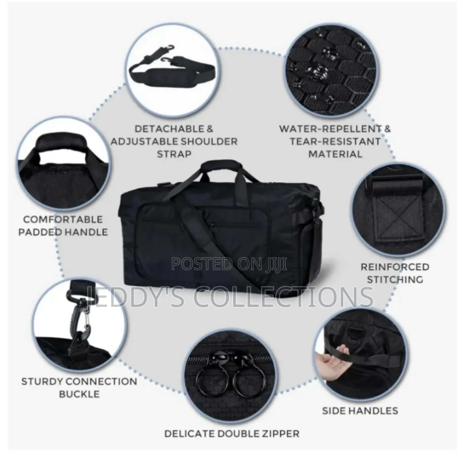 Foldable Large Capacity Weekender Duffel Bag With Shoe Storage