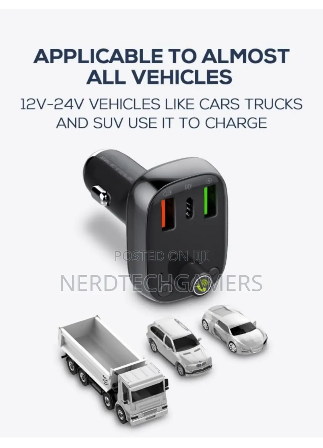 Ldnio C704q Car Charger With Fm Transmitter, 3 Usb Ports, Pd