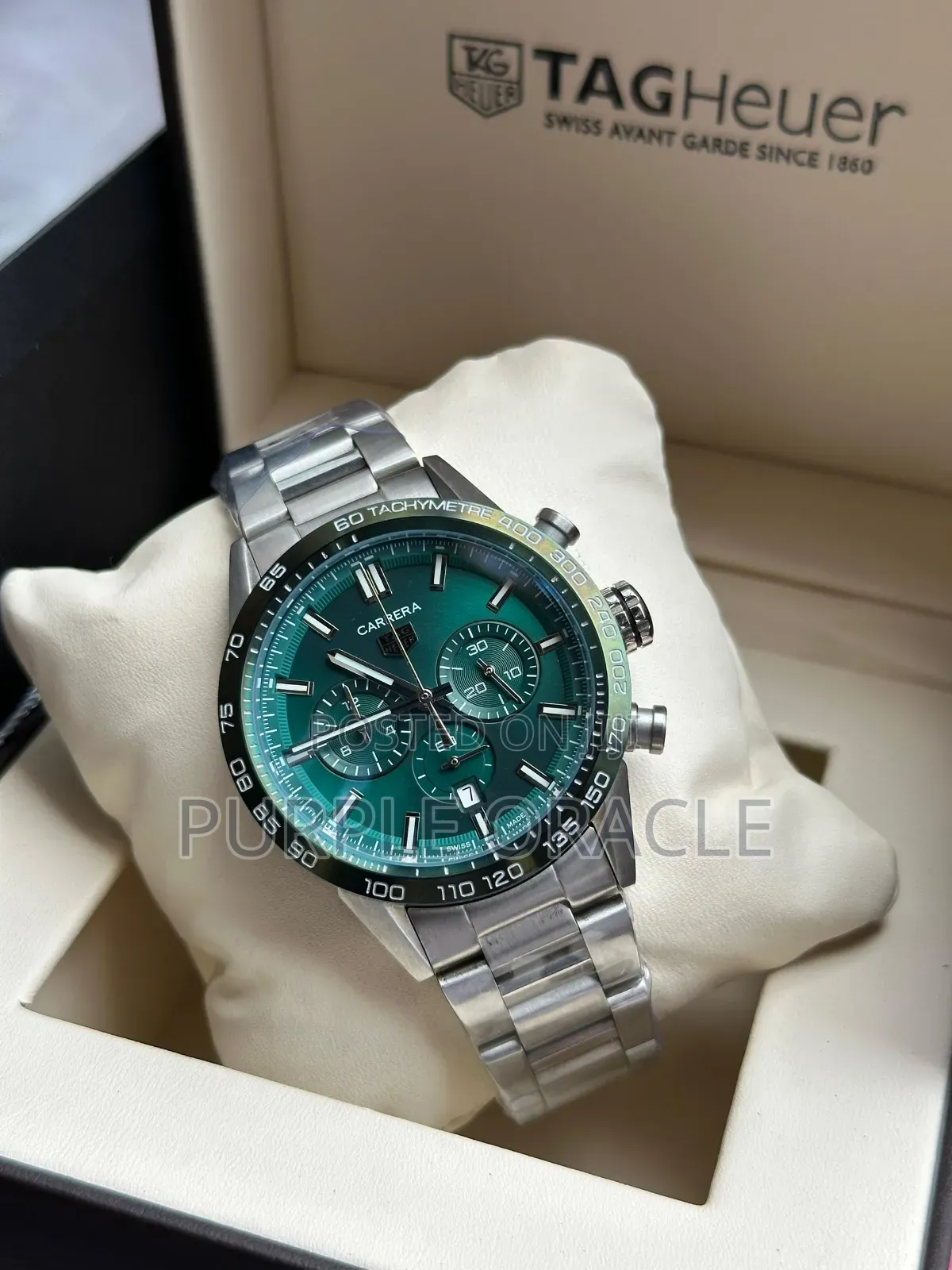 Green Dial Anti-Blemish Tag Heuer Carrer Timepiece
