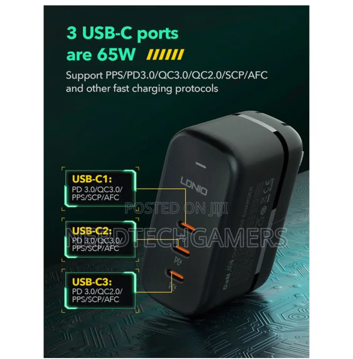 Ldnio Q367 Gan 65w 3 Usb C Quick Charging Universal Travel Fast Charg