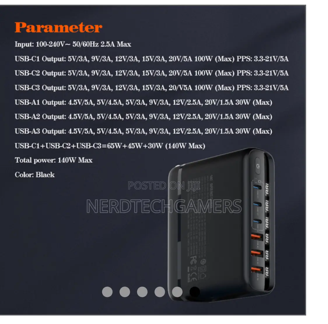 Ldnio A6140c Led Display Gan Tech 6 Ports Multi 140w Gan Charger